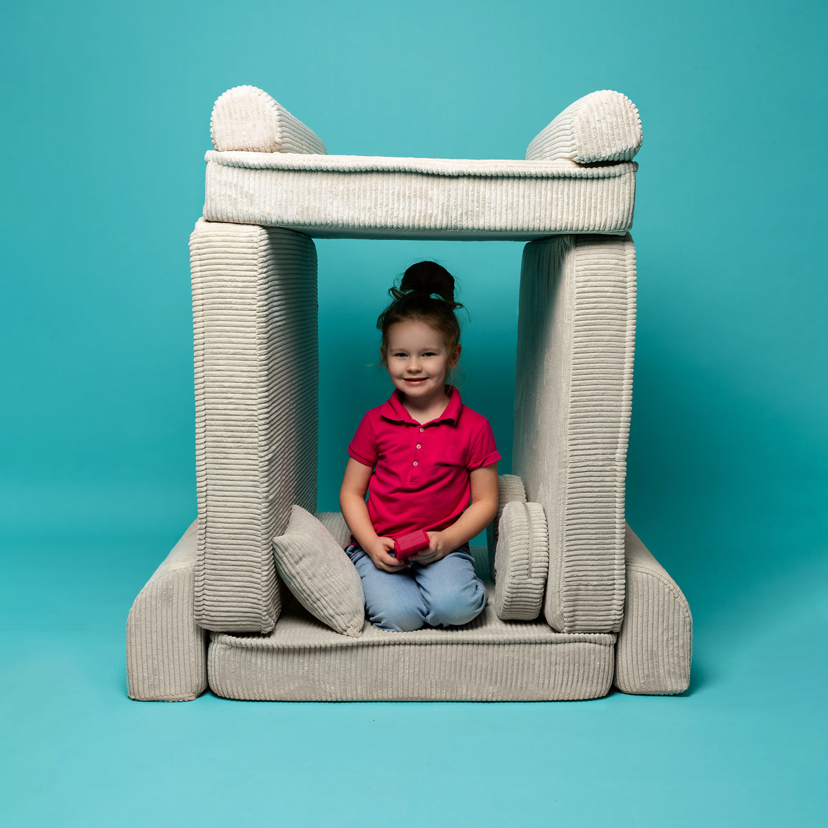 Large Modular Sofa for Kids - Premium Corduroy Powder Pink