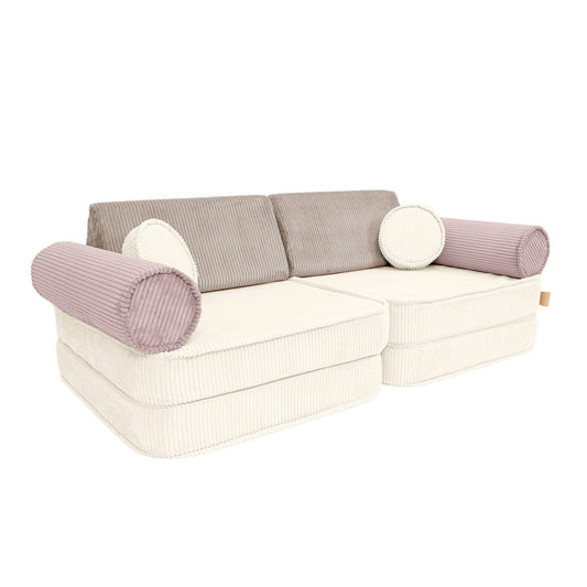 Premium Modular Kids Play Sofa – 8 Elements | Aesthetic Corduroy Play Sofa Latte Macchiato