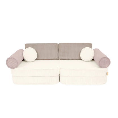 Premium Modular Kids Play Sofa – 8 Elements | Aesthetic Corduroy Play Sofa Latte Macchiato
