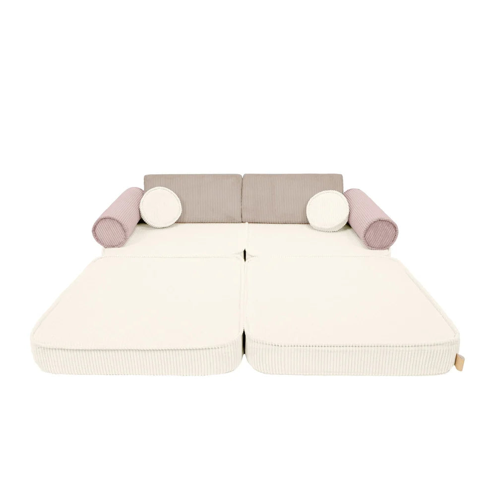 Premium Modular Kids Play Sofa – 8 Elements | Aesthetic Corduroy Play Sofa Latte Macchiato