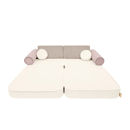 Premium Modular Kids Play Sofa – 8 Elements | Aesthetic Corduroy Play Sofa Latte Macchiato