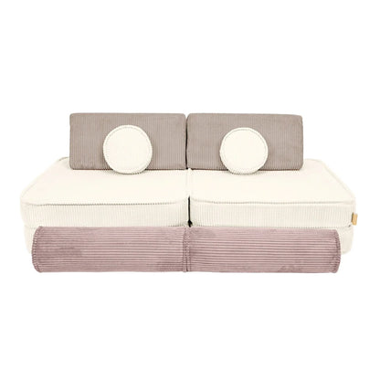 Premium Modular Kids Play Sofa – 8 Elements | Aesthetic Corduroy Play Sofa Latte Macchiato