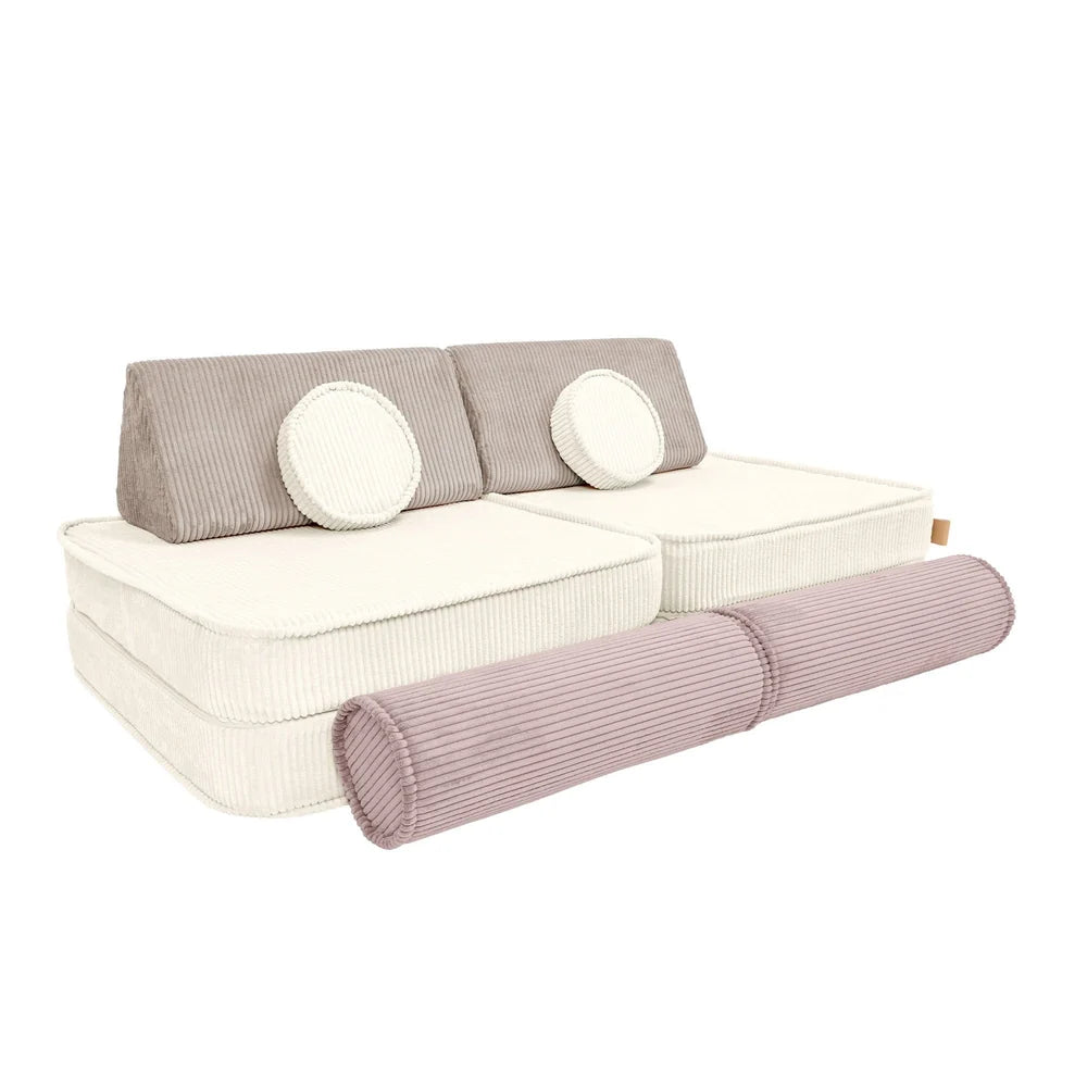 Premium Modular Kids Play Sofa – 8 Elements | Aesthetic Corduroy Play Sofa Latte Macchiato